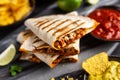 Chicken quesadillas with paprika and cheese Royalty Free Stock Photo