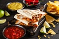 Chicken quesadillas with paprika and cheese Royalty Free Stock Photo