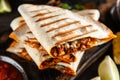 Chicken quesadillas with paprika and cheese Royalty Free Stock Photo