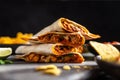 Chicken quesadillas with paprika and cheese Royalty Free Stock Photo