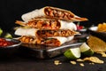 Chicken quesadillas with paprika and cheese Royalty Free Stock Photo