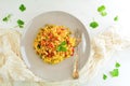 Chicken Risotto with Vegetables and Turmeric Royalty Free Stock Photo