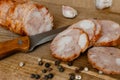 Chicken roll on a chopping board Royalty Free Stock Photo