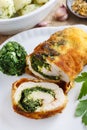 Chicken roll stuffed with spinach and roasted mushroom