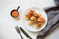 Chicken rolls in a bacon stuffed with spinach Royalty Free Stock Photo