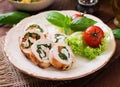 Chicken rolls with greens