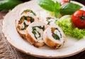 Chicken rolls with greens