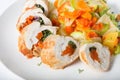 Chicken rolls with ratatouille Royalty Free Stock Photo