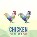 CHICKEN ROOSTER ANIMAL PET POP ART LINE LOW POLY LOGO ICON SYMBOL