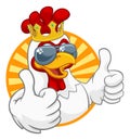 Cool King Chicken Rooster Cockerel Bird Cartoon