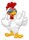 Chicken Rooster Cockerel Bird Sunglasses Cartoon Royalty Free Stock Photo