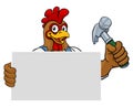 Chicken Rooster Hammer Cartoon Handyman Carpenter