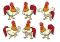 Chicken rooster set with cartoon style Royalty Free Stock Photo