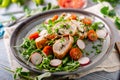 Chicken roulade with fresh salad Royalty Free Stock Photo