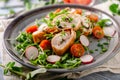 Chicken roulade with fresh salad Royalty Free Stock Photo