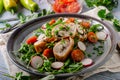 Chicken roulade with fresh salad Royalty Free Stock Photo