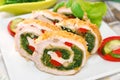 Chicken roulade with spinach for christmas Royalty Free Stock Photo