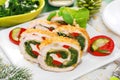 Chicken roulade with spinach for christmas Royalty Free Stock Photo