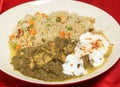 Chicken saag meal with veg pulao