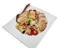 Chicken Salad. Chicken Caesar Salad. Caesar Salad with grilled chicken and croutons. Grilled chicken breast and fresh green salad Royalty Free Stock Photo