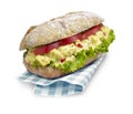 Chicken salad ciabatta sandwich with clipping path Royalty Free Stock Photo