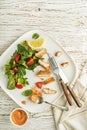 Chicken salad meal with lettuce and sauce Royalty Free Stock Photo