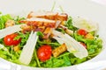 Chicken salad with tomatoes and arugula