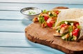 Chicken and salad tortilla wraps Royalty Free Stock Photo