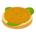 Chicken sandwich icon isometric vector. Sandwich with chicken cutlet and spinach