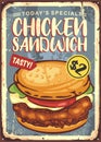 Chicken sandwich promotional vector sign design