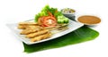 Chicken Satay or Grilled Chicken in Skewers served dipping chili peanut Sauce Royalty Free Stock Photo