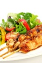 Chicken Satay and Salad Royalty Free Stock Photo
