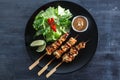 Chicken Satay or Sate Ayam - Malaysian famous food. Royalty Free Stock Photo