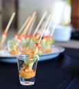 Chicken satay skewers served in a glass Royalty Free Stock Photo