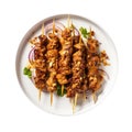 Chicken Satay On White Plate On A White Background