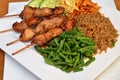 Chicken sate with fried rice Royalty Free Stock Photo