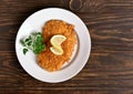 Chicken schnitzel, top view Royalty Free Stock Photo