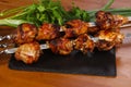 Chicken shashlik kebab on the sticks Royalty Free Stock Photo