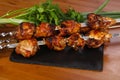 Chicken shashlik kebab on the sticks Royalty Free Stock Photo
