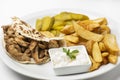 Chicken Shawarma Doner on a plate, Chicken Shawarma plate isolated on white