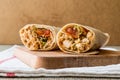 Chicken shawarma durum doner kebab copy space. Royalty Free Stock Photo