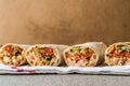 Chicken shawarma durum doner kebab copy space. Royalty Free Stock Photo