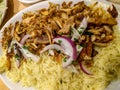 Chicken Shawarma and Rice entree. Royalty Free Stock Photo