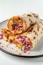 chicken shawarma wrap burrito isolated on white background Royalty Free Stock Photo
