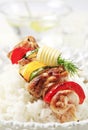 Chicken shish kebab and rice Royalty Free Stock Photo