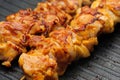 Chicken shish kebab on skewers