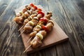 Chicken shish kebab with tomato and mushroom barbecue Royalty Free Stock Photo