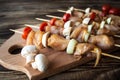 Chicken shish kebab with tomato and mushroom barbecue Royalty Free Stock Photo