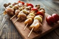 Chicken shish kebab with tomato and mushroom barbecue Royalty Free Stock Photo