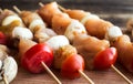 Chicken shish kebab with tomato and mushroom barbecue Royalty Free Stock Photo